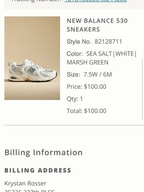 New Balance 530 Sneakers - Sea Salt White with Marsh Green Accents